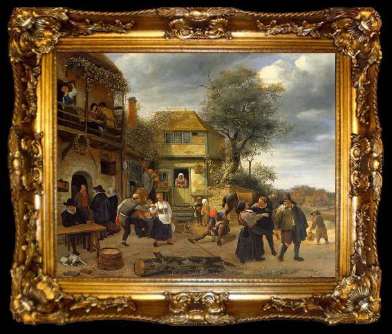 framed  Jan Steen Peasants before an Inn, ta009-2